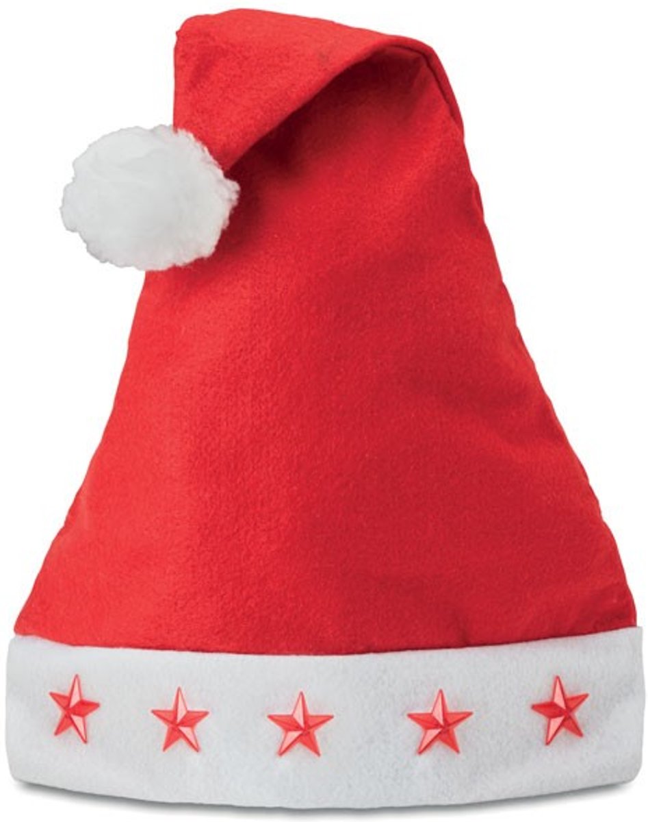 12 X Kerstmuts met 5 sterlichtjes | Kerstmuts met lichtjes| Kerstmuts met LED-verlichting | Kerst muts voor volwassenen | kerstmutsen met lichtjes |Christmas